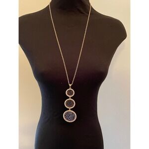 Rose Gold Tree of Life Triple Tiered Rhinestone Long Pendant Necklace Womens